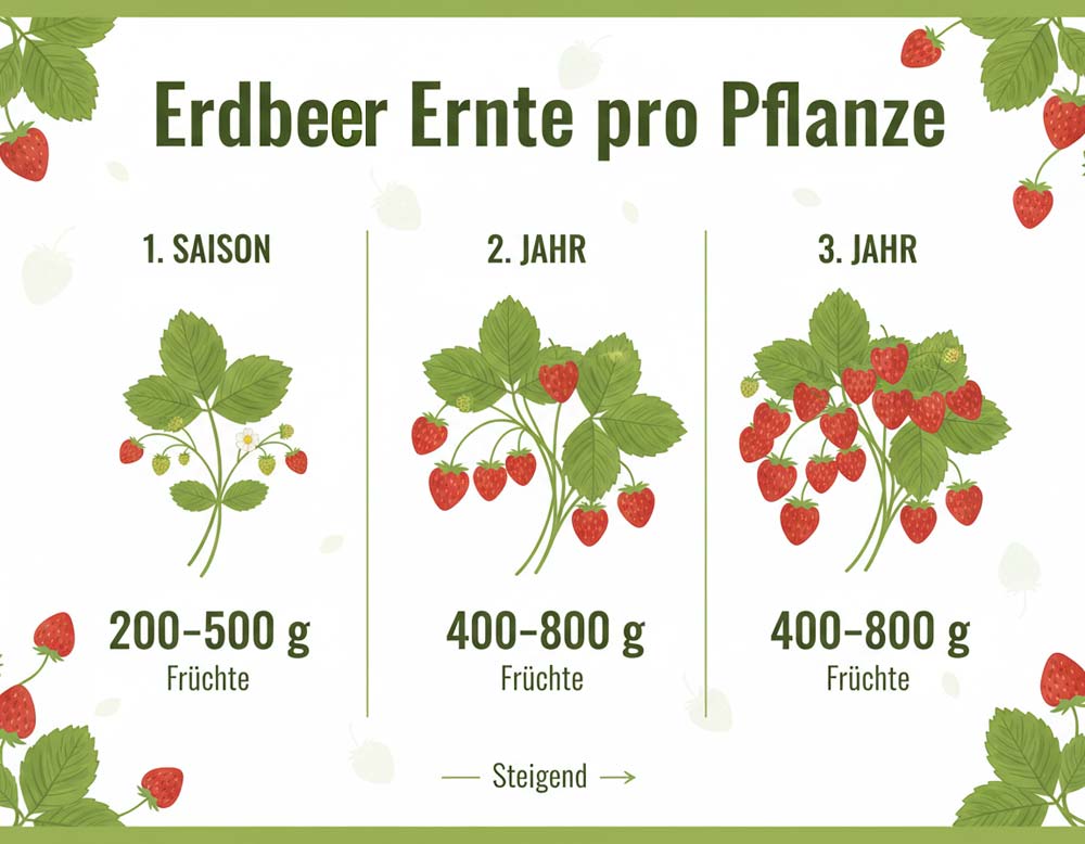 Du betrachtest gerade Erdbeeren Ertrag pro Pflanze