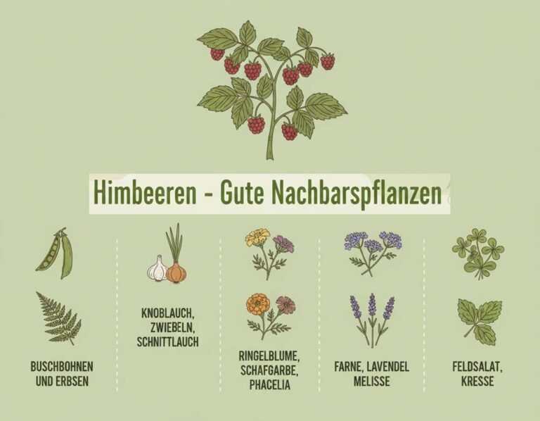 Mehr über den Artikel erfahren Himbeeren – gute und schlechte Nachbarn