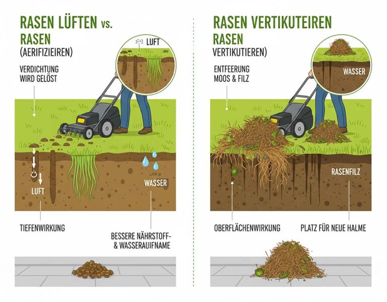 Mehr über den Artikel erfahren Unterschied Rasen lüften und vertikutieren?