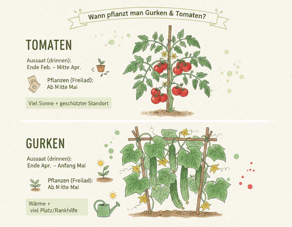 Du betrachtest gerade Wann pflanzt man Gurken und Tomaten?