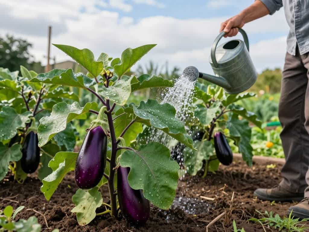 Auberginen Bewässerung Pflege