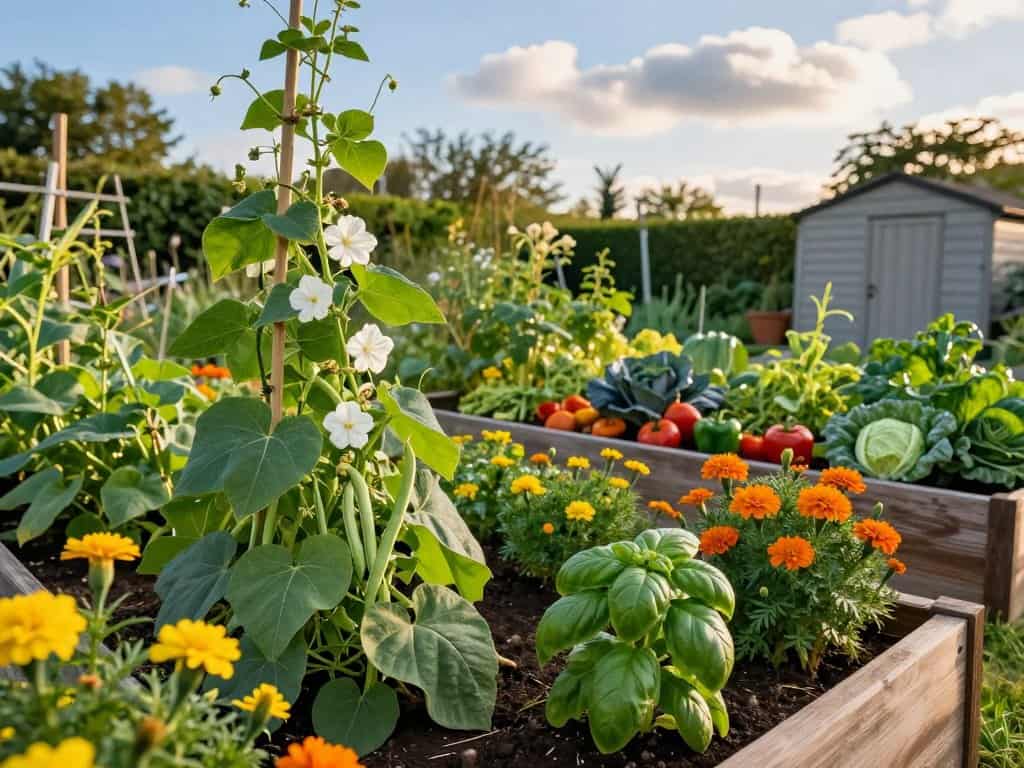 Mischkultur mit Bohnen im Garten