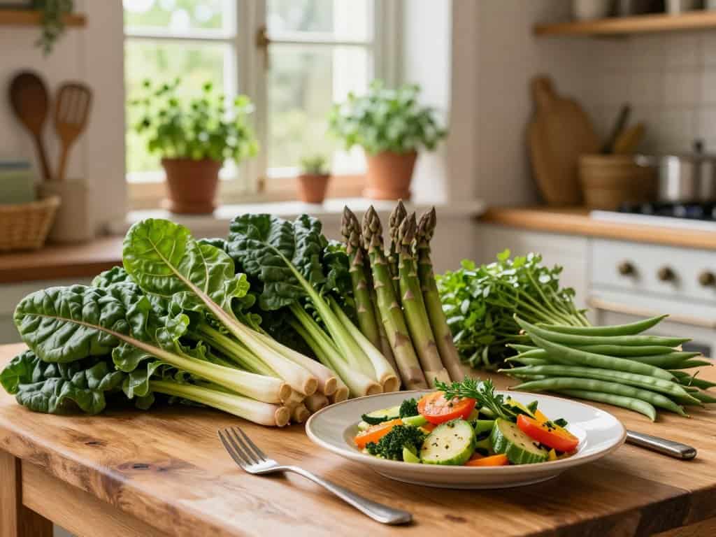 Regionale Küche mit Stielgemüse