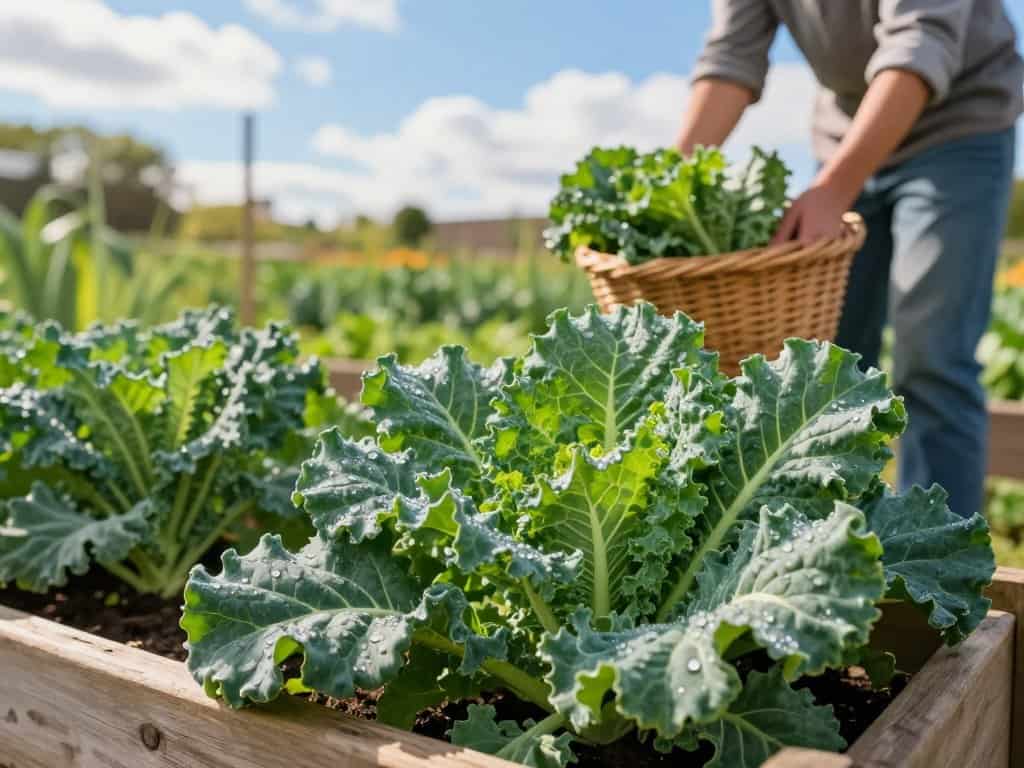 Ernte Grünkohl Blätter