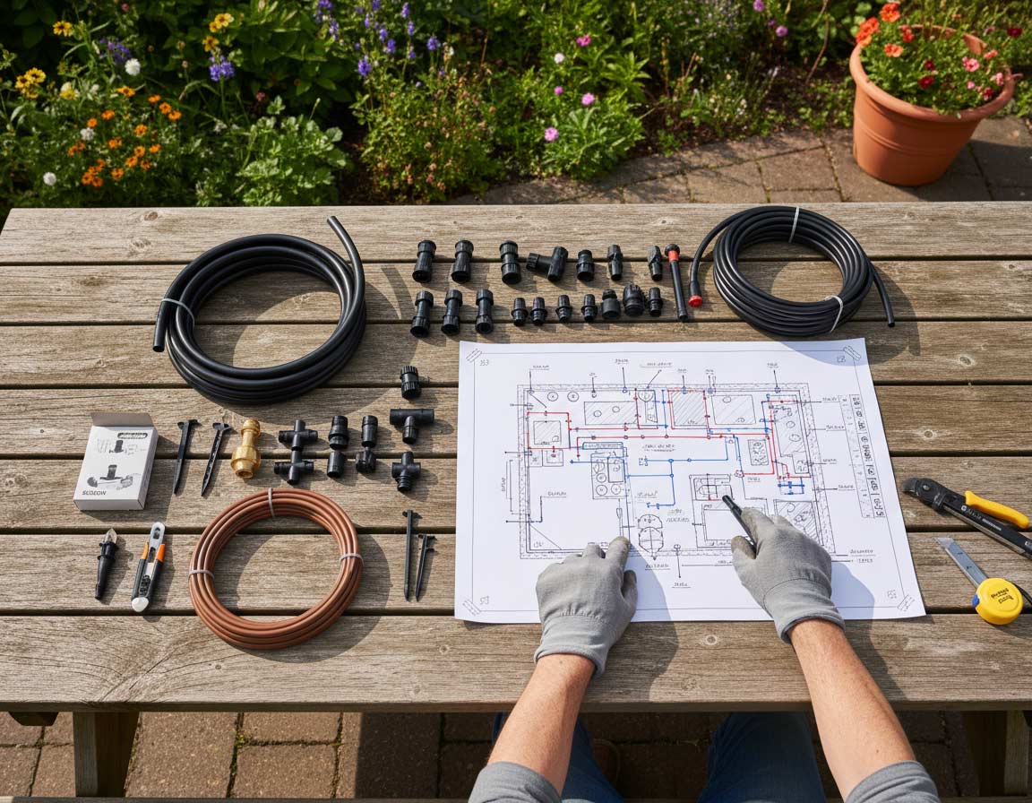 Materialzusammenstellung für die neue Gartenbewässerung Materialzusammenstellung für die neue Gartenbewässerung