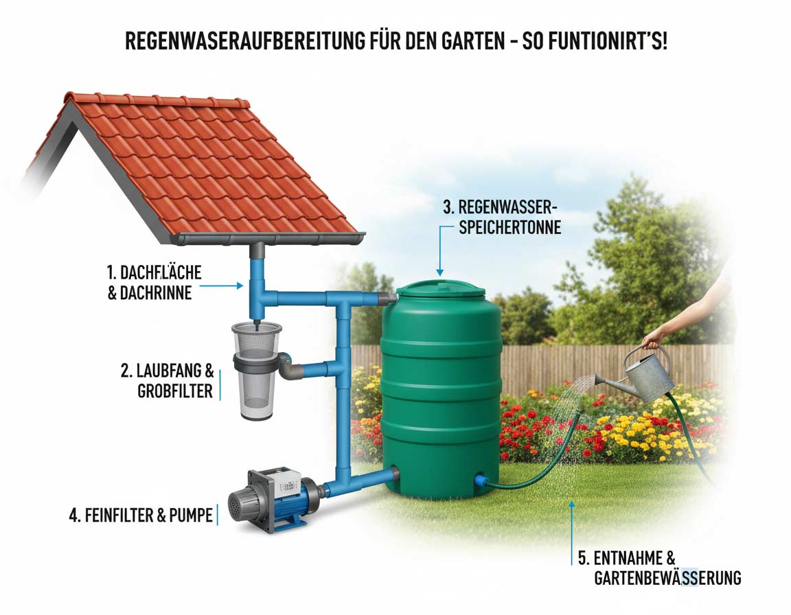 Regenwasseraufbereitung - so geht es für den Garten Regenwasseraufbereitung - so geht es für den Garten