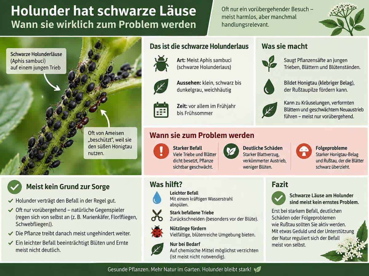 Holunder hat schwarze Läuse: Wann sie wirklich zum Problem werden Holunder hat schwarze Läuse: Wann sie wirklich zum Problem werden