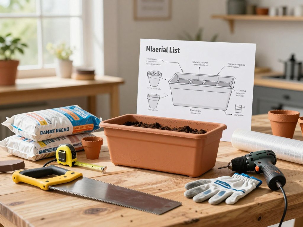 Materialliste und Werkzeug für Pflanzkübel mit Wasserspeicher