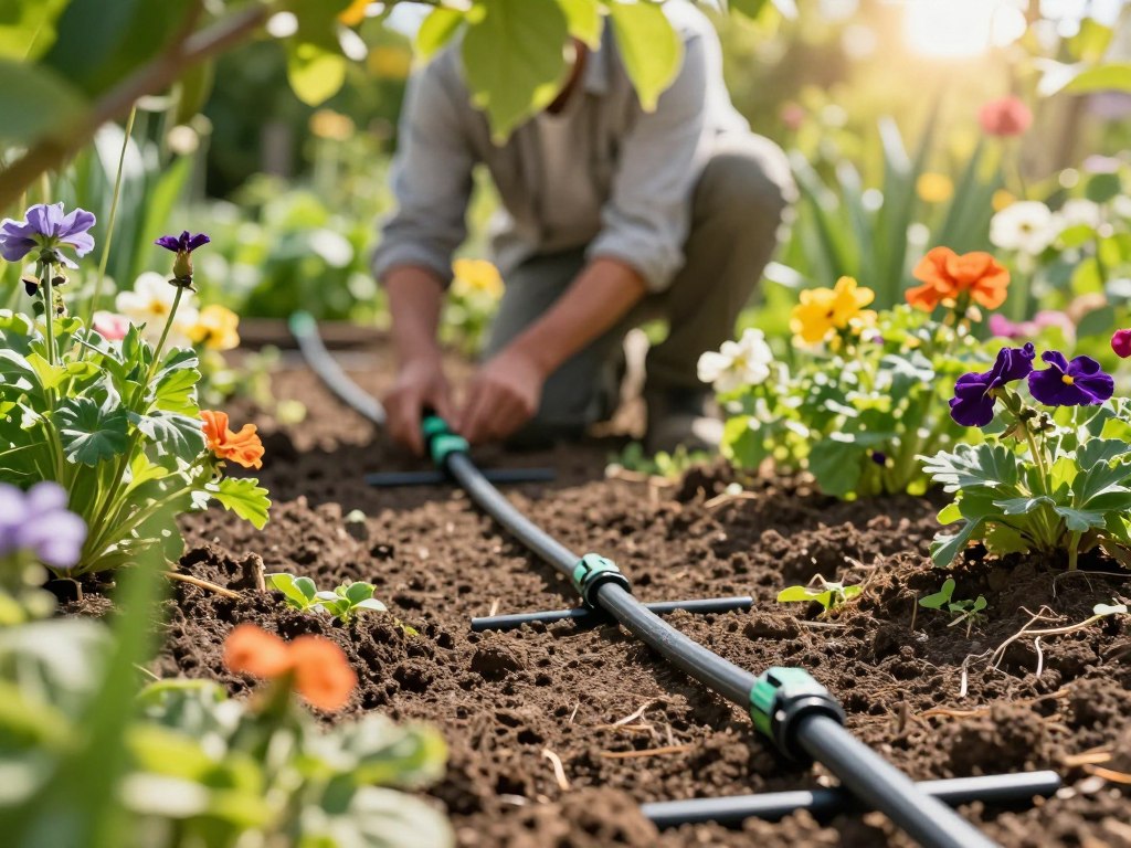 Tropfschlauch verlegen für effiziente Bewässerung im Beet