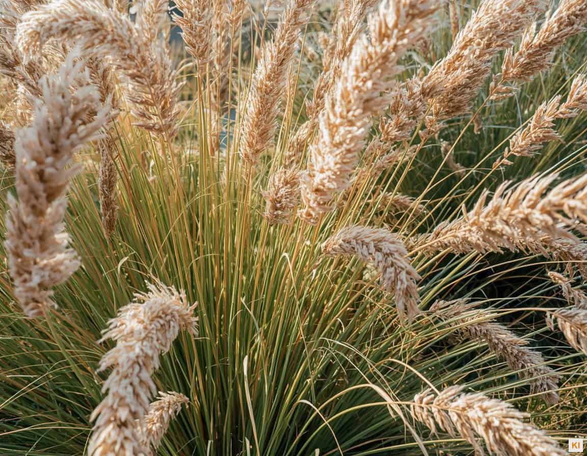 Gräser im Herbst – Ziergräser mit goldbraunen Samenständen im Herbstgarten