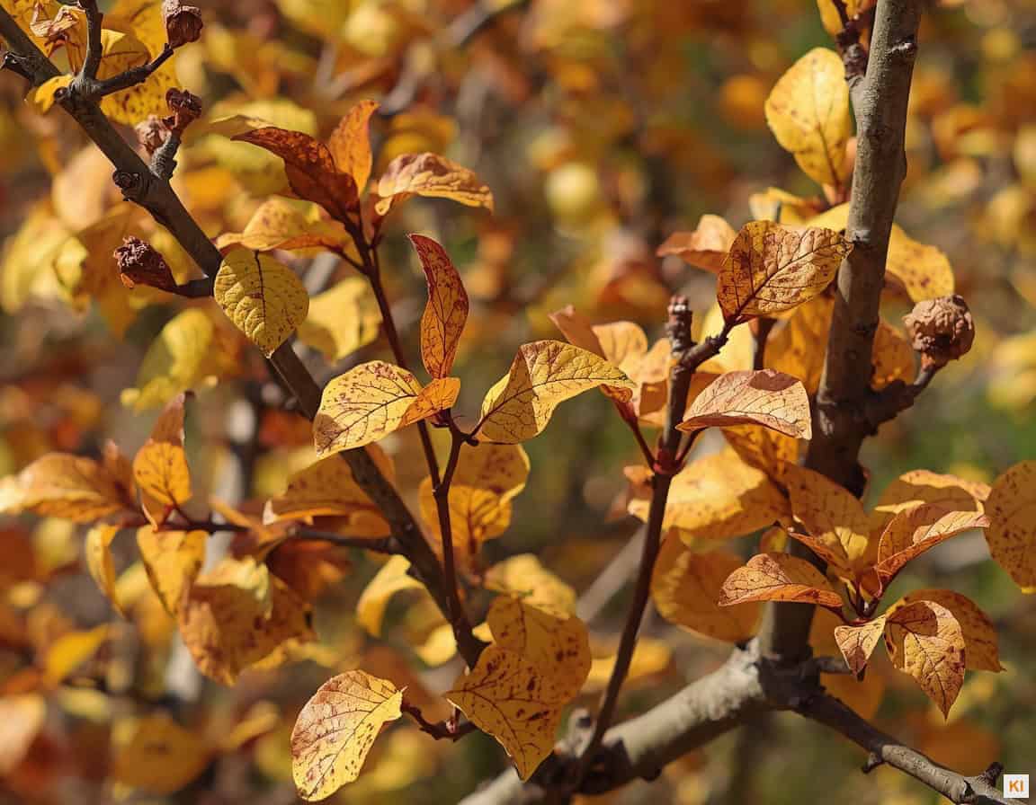 Herbstschnitt und Pilzkrankheiten – Strauch mit Pilzflecken wird im Herbst zurückgeschnitten