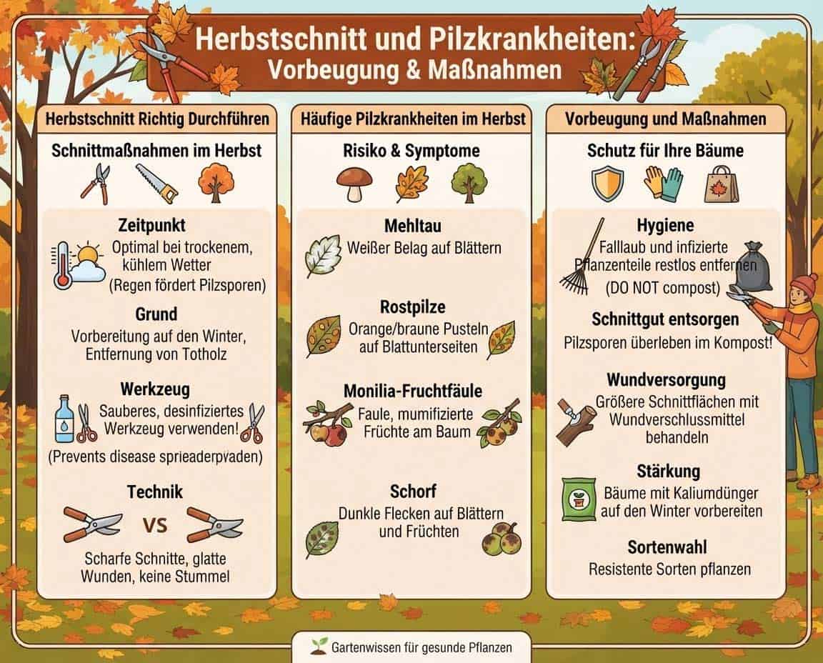 Herbstschnitt und Pilzkrankheiten - Infografik Herbstschnitt und Pilzkrankheiten - Infografik