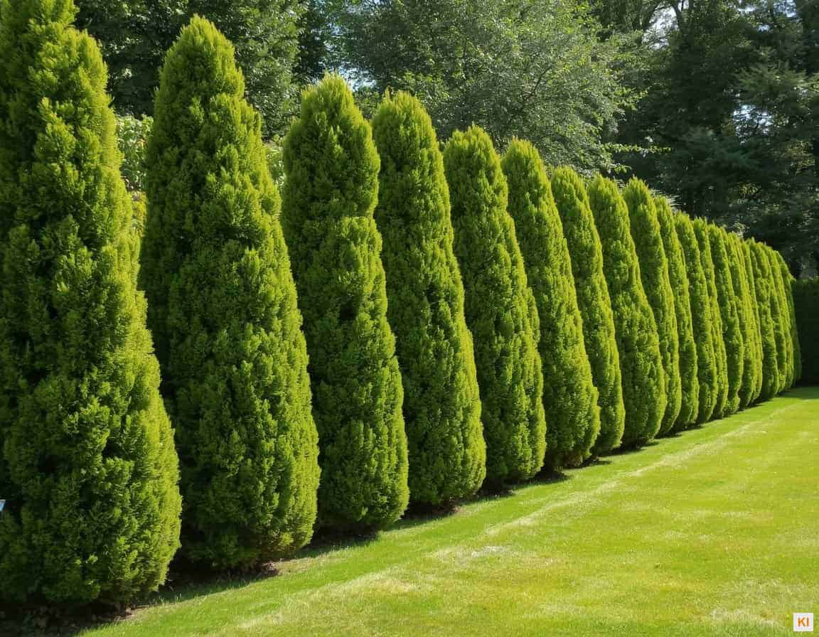 Nadelbäume schneiden – gepflegte Thujahecke im Hausgarten