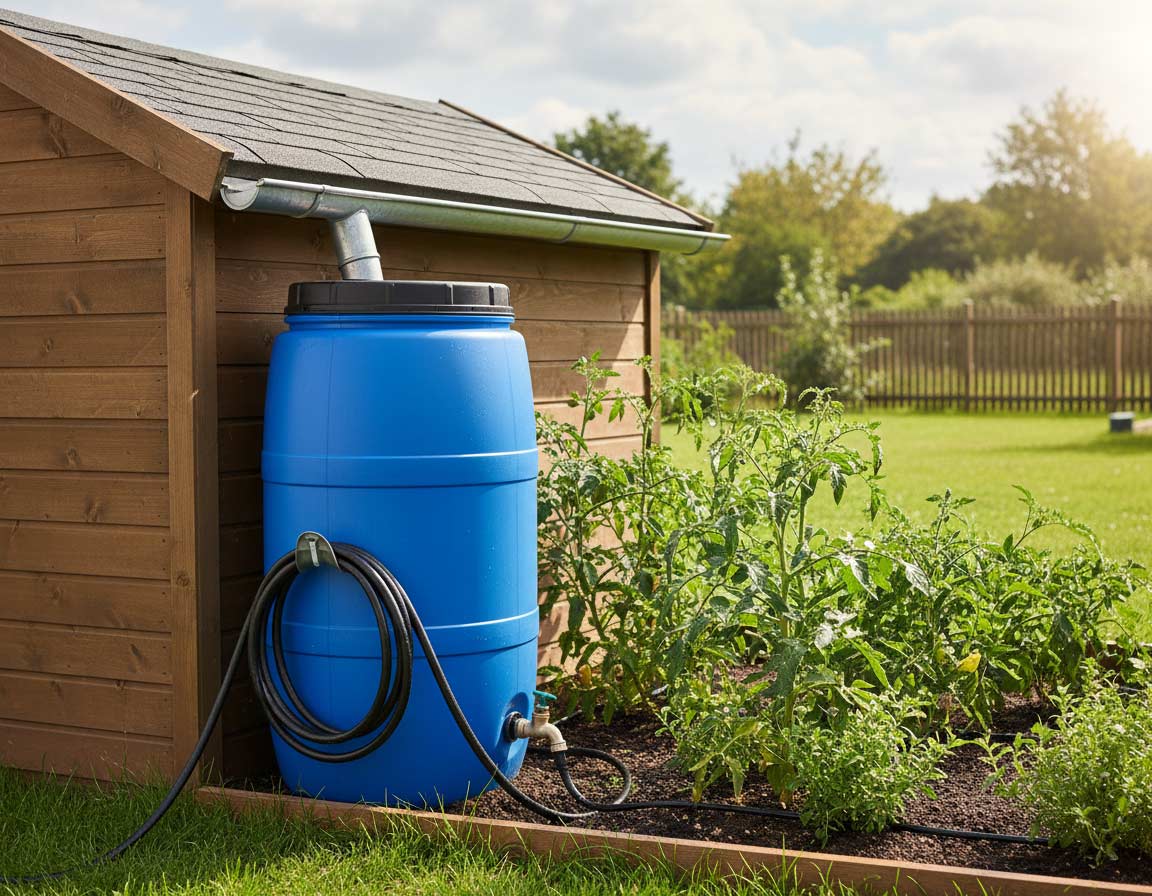 Einfache Garten-Bewässerung mit Regentonne Einfache Garten-Bewässerung mit Regentonne