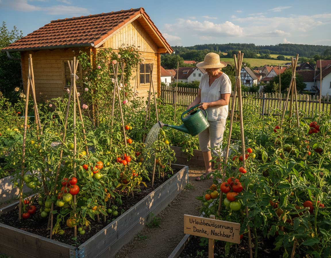 Tomatenbewässerung durch Nachbarschaft Tomatenbewässerung durch Nachbarschaft