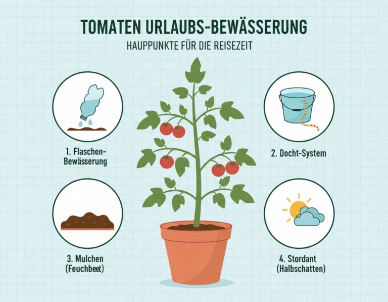 Mehr über den Artikel erfahren Tomaten im Urlaub bewässern: Vorbereitung, Methoden und Checkliste