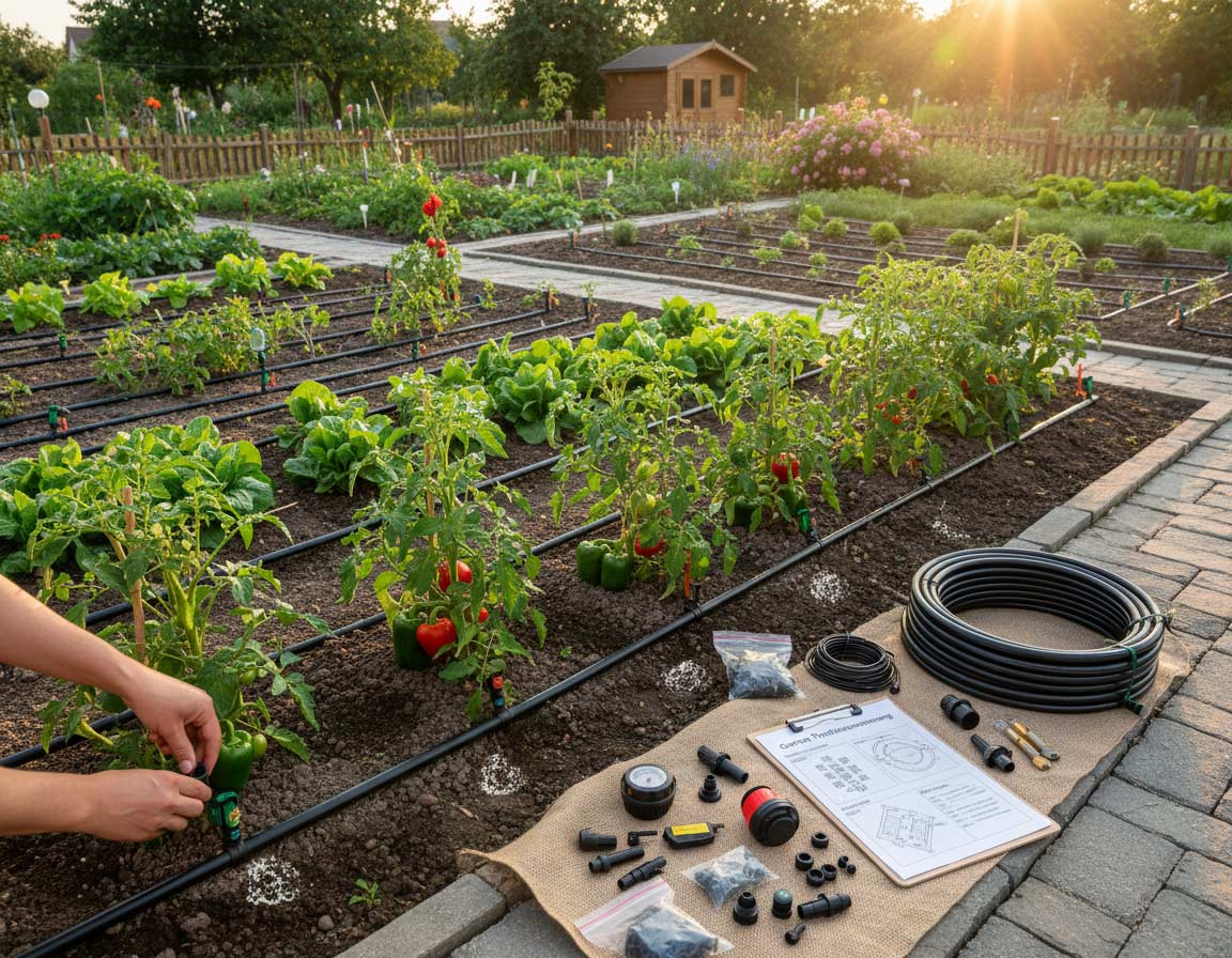 Tropfbewässerung im Garten verlegt Tropfbewässerung im Garten verlegt
