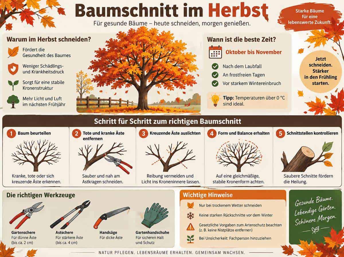 Bäume schneiden im Herbst - Infografik Bäume schneiden im Herbst - Infografik