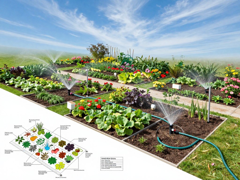 Gartenplanung für Bewässerungssystem mit Zonen
