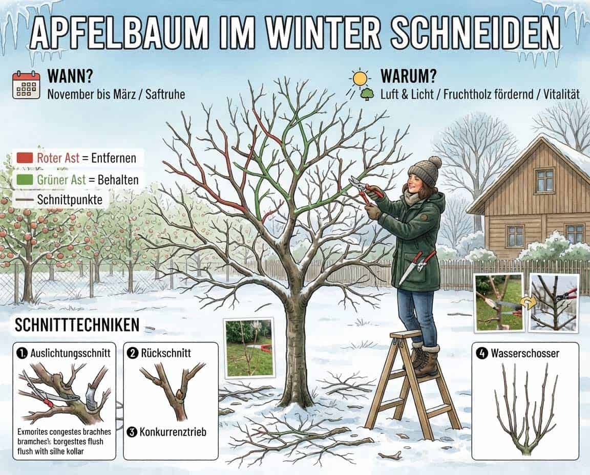Apfelbaum im Winter schneiden - Infobild Apfelbaum im Winter schneiden - Infobild