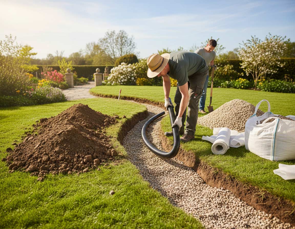 Drainage durch den Garten Drainage durch den Garten