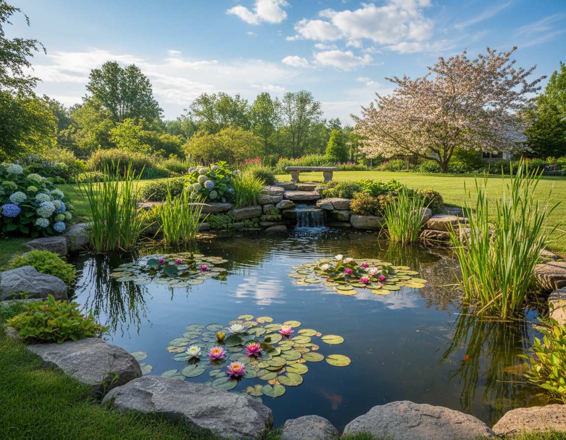 Schön angelegter Gartenteich Schön angelegter Gartenteich
